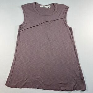 Wilt Womens Slub Ribbed Knit Sleeveless Top Mauve Purple Size M Made in USA